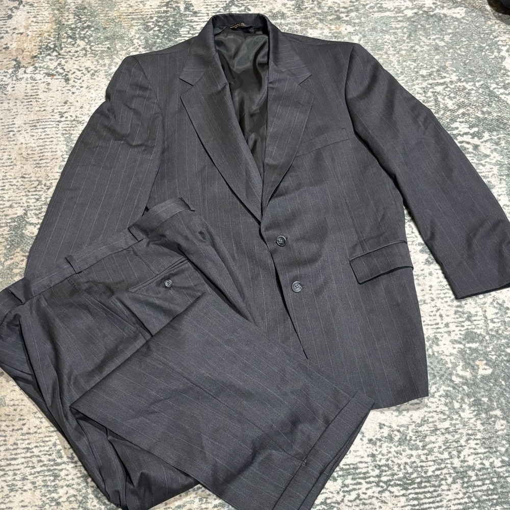 Vintage 80s Botany 500 "Couture" Pin Stripe Suit 44L  USA 2 Piece